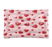 Ewusp Glossy Red Hearts Calming Dog Bed for Small Medium Large Pets Washable Dog Crate Mattress Soft and Cozy Pet Bed Floor Pad with Anti-Slip Bottom 91x60x6 cm