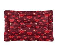 Ewusp Glowing Hearts Calming Dog Bed for Small Medium Large Pets Washable Dog Crate Mattress Soft and Cozy Pet Bed Floor Pad with Anti-Slip Bottom 60x46x4.5 cm
