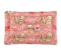 Ewusp Happy Painting Bears Calming Dog Bed for Small Medium Large Pets Washable Dog Crate Mattress Soft and Cozy Pet Bed Floor Pad with Anti-Slip Bottom 91x60x6 cm