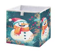 Ewusp Happy Snowman Cube Storage Boxes 28x28 cm Foldable Closet Organiser Bin Holiday Basket Baby Basket for Nursery Bedroom Office