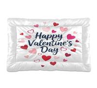 Ewusp Happy Valentine's Day Calming Dog Bed for Small Medium Large Pets Washable Dog Crate Mattress Soft and Cozy Pet Bed Floor Pad with Anti-Slip Bottom 60x46x4.5 cm