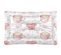 Ewusp Heart-shaped Lollipops Calming Dog Bed for Small Medium Large Pets Washable Dog Crate Mattress Soft and Cozy Pet Bed Floor Pad with Anti-Slip Bottom 60x46x4.5 cm