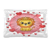 Ewusp Hearts Lion Calming Dog Bed for Small Medium Large Pets Washable Dog Crate Mattress Soft and Cozy Pet Bed Floor Pad with Anti-Slip Bottom 91x60x6 cm