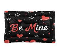 Ewusp Hearts Stars Calming Dog Bed for Small Medium Large Pets Washable Dog Crate Mattress Soft and Cozy Pet Bed Floor Pad with Anti-Slip Bottom 91x60x6 cm