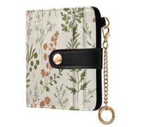 Ewusp Herb Wildflowers Wallets for Women PU Leather RFID Blocking Clutch Wallet Bifold Compact Ladies Purse with Zipper Coin Pocket & ID Window
