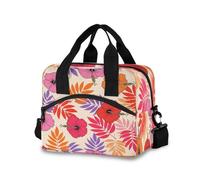 Ewusp Hibiscus Tropical Flower Insulated Lunch Bag for Women Men Leakproof Lunch Box Reusable Cooler Tote Bag with Adjustable Shoulder Strap for Work Outdoor Picnic