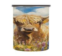 Ewusp Highland Cow Airtight Coffee Canister 900 ML Stainless Steel Food Storage Jar Kitchen Sealed Container for Coffee, Beans, Tea, Sugar, Nuts