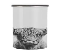 Ewusp Highland Cow Airtight Coffee Canister 900 ML Stainless Steel Food Storage Jar Kitchen Sealed Container for Coffee, Beans, Tea, Sugar, Nuts