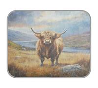 Ewusp Highland Cow Dog Cooling Mat 50x70 cm Scratch-Resistant Pet Cool Mat Self Cool Ice Silk Bed Pad Summer Cooling Sleeping Pad for Dogs & Cats