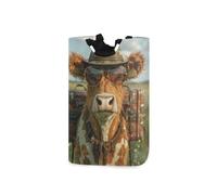 Ewusp Highland Cow Laundry Basket Waterproof Collapsible Laundry Hamper with Handles Freestanding Tall Clothes Hamper Washing Bin Organizer for Bedroom, Dorm