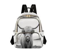 Ewusp Highland Cow Mini Backpack Purse for Women, Quilted Small Fashion Backpacks Lightweight Travel Daypack Casual Shouder Bag