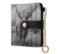Ewusp Highland Cow Wallets for Women PU Leather RFID Blocking Clutch Wallet Bifold Compact Ladies Purse with Zipper Coin Pocket & ID Window