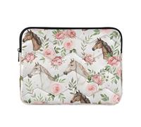 Ewusp Horse Flowers Laptop Sleeve 14 Inch Protective Laptop Case Waterproof Shockproof Briefcase Carrying Bag for Computer Notebook Tablet 34x26x2 cm