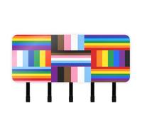 Ewusp Key Rack for Wall with Mail Organiser, Decorative Key Holder, 5 Hooks | Acrylic Key Hanger with Mail Storage Box, Self Adhesive Wall Mount for Hallway & Door Decor, Pride Flag