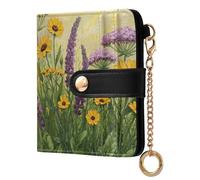 Ewusp Lavender Daisy Wallets for Women PU Leather RFID Blocking Clutch Wallet Bifold Compact Ladies Purse with Zipper Coin Pocket & ID Window