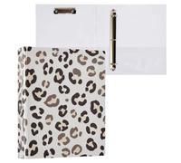 Ewusp Leopard Print 3 Ring Binder 1.5 inch D-Ring Binder Non-Stick View Binder Holds 200 Sheets with Pockets for Office Supplies, 1 Pack