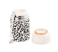 Ewusp Leopard Print Food Flask for Adults 500ml Stainless Steel Double Walled Vacuum Insulated Food Jar with Folding Spoon BPA Free Leakproof Soup Container