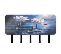 Ewusp Lotus Flower Key Holder for Wall with Mail Organiser & 5 Hooks Self Adhesive Hanging Key Rack for Kitchen, Hallway or Doorway, Home Decor