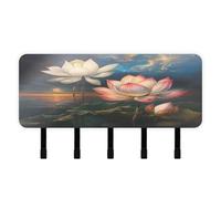 Ewusp Lotus Flower Key Holder for Wall with Mail Organiser & 5 Hooks Self Adhesive Hanging Key Rack for Kitchen, Hallway or Doorway, Home Decor