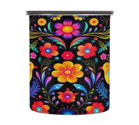 Ewusp Mexican Art Design Airtight Coffee Canister 900 ML Stainless Steel Food Storage Jar Kitchen Sealed Container for Coffee, Beans, Tea, Sugar, Nuts