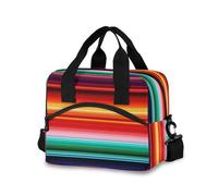 Ewusp Mexican Stripes Insulated Lunch Bag for Women Men Leakproof Lunch Box Reusable Cooler Tote Bag with Adjustable Shoulder Strap for Work Outdoor Picnic