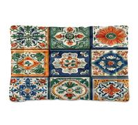 Ewusp Mexican Tile Calming Dog Bed for Small Medium Large Pets Washable Dog Crate Mattress Soft and Cozy Pet Bed Floor Pad with Anti-Slip Bottom 60x46x4.5 cm