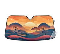 Ewusp Mountain Tree Car Windshield Sunshade for Front Window Foldable Car Windshield Sun Shade Auto Sun Visor Blocks Heat Portection UV Rays and Keeps Vehicle Cool, 140x70 cm