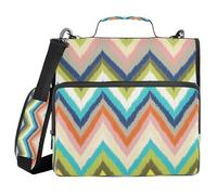 Ewusp Multicolored Curves 3 Ring Zipper Binder with Handle & Shoulder Strap 1.5 Inch Expanding File Folder Multi-Pocket Organizer Holds 500 Sheets for School Office