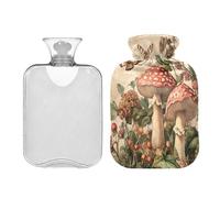 Ewusp Mushroom Butterfly Hot Water Bottle with Cover, 1L Hot Water Bag for Neck Shoulder Pain Relief, Menstrual Cramps, Hand Feet Warmer, Hot Compress and Cold Therapy