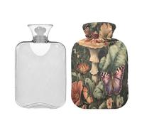 Ewusp Mushroom Butterfly Hot Water Bottle with Cover, 1L Hot Water Bag for Neck Shoulder Pain Relief, Menstrual Cramps, Hand Feet Warmer, Hot Compress and Cold Therapy