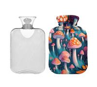 Ewusp Mushroom Hot Water Bottle with Cover, 1L Hot Water Bag for Neck Shoulder Pain Relief, Menstrual Cramps, Hand Feet Warmer, Hot Compress and Cold Therapy