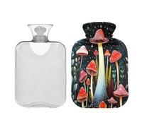 Ewusp Mushroom Leaves Hot Water Bottle with Cover, 1L Hot Water Bag for Neck Shoulder Pain Relief, Menstrual Cramps, Hand Feet Warmer, Hot Compress and Cold Therapy