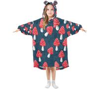 Ewusp Mushroom Wearable Blanket Hoodie for Kids Oversized Hooded Sweatshirt Flannel Blanket with Pocket