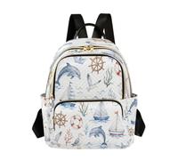 Ewusp Ocean Whispers Mini Backpack Purse for Women, Quilted Small Fashion Backpacks Lightweight Travel Daypack Casual Shouder Bag
