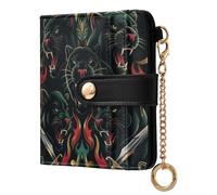 Ewusp Old School Tatto Wallets for Women PU Leather RFID Blocking Clutch Wallet Bifold Compact Ladies Purse with Zipper Coin Pocket & ID Window