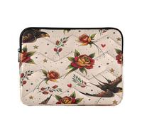 Ewusp Old School Tattoo Laptop Sleeve 14 Inch Protective Laptop Case Waterproof Shockproof Briefcase Carrying Bag for Computer Notebook Tablet 34x26x2 cm