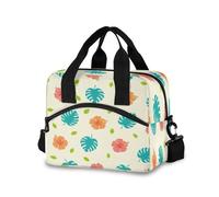 Ewusp Orange Teal Tropical Insulated Lunch Bag for Women Men Leakproof Lunch Box Reusable Cooler Tote Bag with Adjustable Shoulder Strap for Work Outdoor Picnic