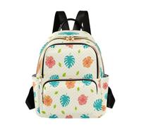 Ewusp Orange Teal Tropical Mini Backpack Purse for Women, Quilted Small Fashion Backpacks Lightweight Casual Travel Daypack