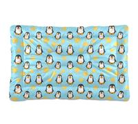 Ewusp Penguins and Stars Calming Dog Bed for Small Medium Large Pets Washable Dog Crate Mattress Soft and Cozy Pet Bed Floor Pad with Anti-Slip Bottom 91x60x6 cm