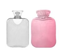 Ewusp Pink Solid Color Hot Water Bottle with Cover, 1L Hot Water Bag for Neck Shoulder Pain Relief, Menstrual Cramps, Hand Feet Warmer, Hot Compress and Cold Therapy