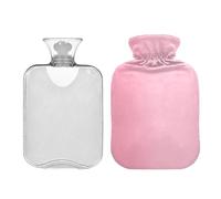 Ewusp Pink Solid Color Hot Water Bottle with Cover, 1L Hot Water Bag for Neck Shoulder Pain Relief, Menstrual Cramps, Hand Feet Warmer, Hot Compress and Cold Therapy