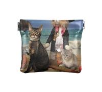 Ewusp Pirate Captain Cat Coin Purse for Women Girls PU Leather Waller Squeeze Coin Pouch Portable Change Purse Travel Organiser Bag