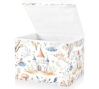 Ewusp Princess Castle Collapsible Storage Box with Lids and Handles Decoration Fabric Storage Box Closet Organiser Bin Dog Toy Basket for Nursery Bedroom Office