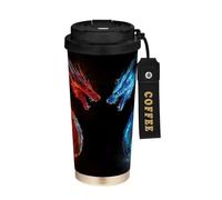 Ewusp Red Blue Dragon Insulated Coffee Mug 500 ml Stainless Steel Travel Tumbler BPA Free Reusable Vacuum Double Wall Coffee Cup