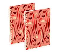 Ewusp Red Chilli Hot Pepper Spiral Notebook with Hardcove 2 PCS Waterproof A5 Wirebound Notebook 60 Sheets College Ruled Notepad Lined Journals, 80GSM Paper