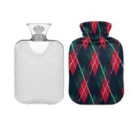 Ewusp Red Green Plaid Hot Water Bottle with Cover, 1L Hot Water Bag for Neck Shoulder Pain Relief, Menstrual Cramps, Hand Feet Warmer, Hot Compress and Cold Therapy