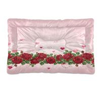 Ewusp Red Roses Calming Dog Bed for Small Medium Large Pets Washable Dog Crate Mattress Soft and Cozy Pet Bed Floor Pad with Anti-Slip Bottom 60x46x4.5 cm