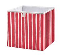 Ewusp Red White Stripes Cube Storage Boxes 28x28 cm Foldable Closet Organiser Bin Holiday Basket Baby Basket for Nursery Bedroom Office
