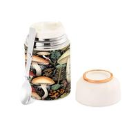 Ewusp Retro Mushrooms Food Flask for Adults 500ml Stainless Steel Double Walled Vacuum Insulated Food Jar with Folding Spoon BPA Free Leakproof Food Container for Hot Food Soup
