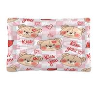 Ewusp Romantic Bears Calming Dog Bed for Small Medium Large Pets Washable Dog Crate Mattress Soft and Cozy Pet Bed Floor Pad with Anti-Slip Bottom 91x60x6 cm